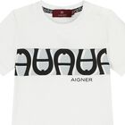 Younger Boys White Logo T-Shirt, 1, hi-res