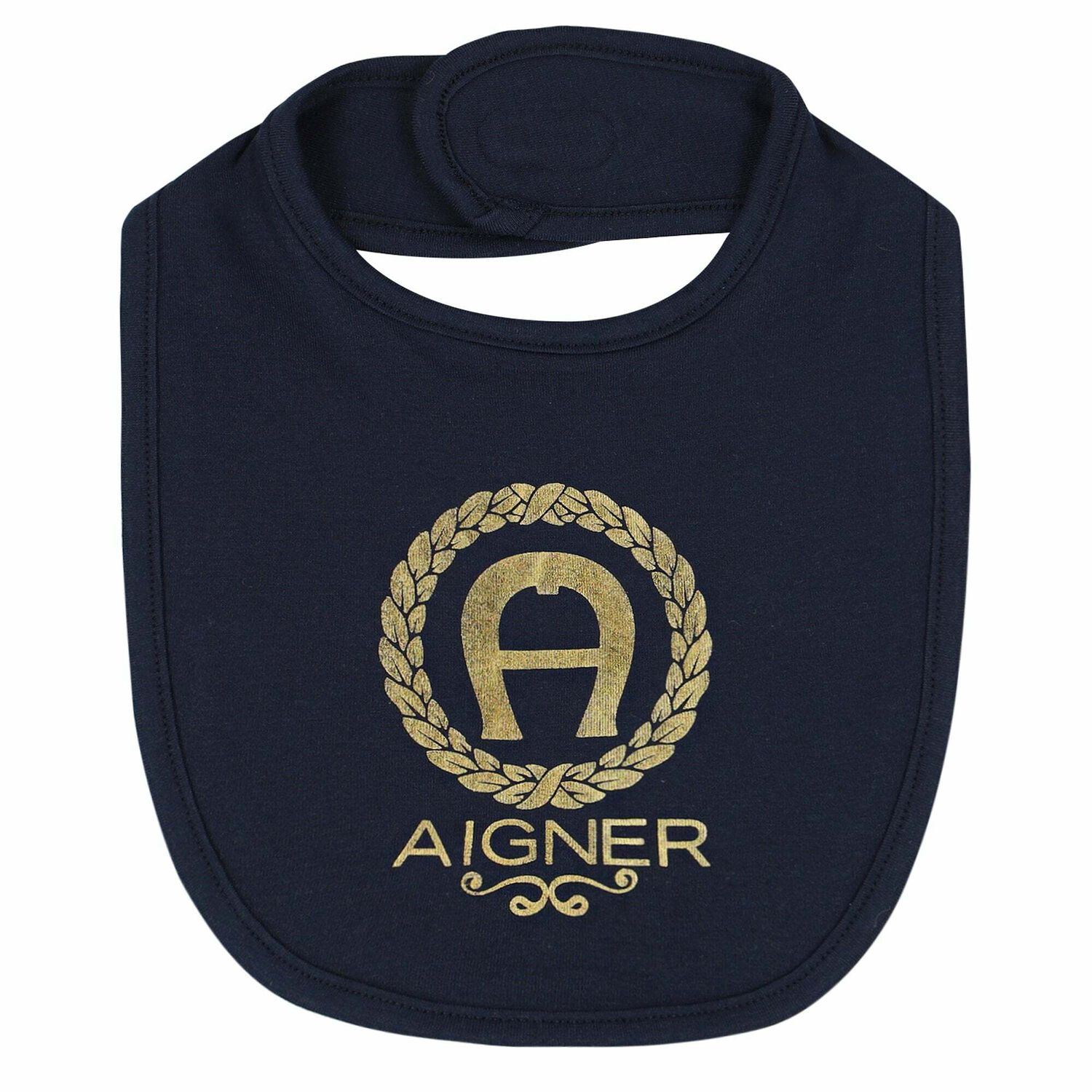 Baby Boys Navy & Gold Logo Bib, 1, hi-res image number null