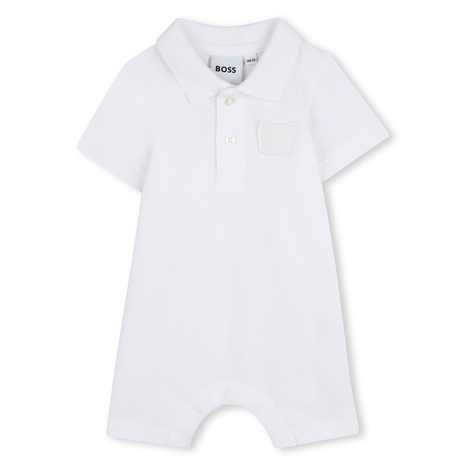 Baby Boys White Logo Romper, 1, hi-res