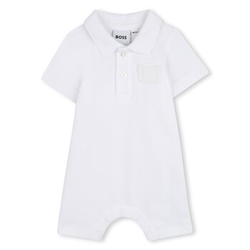 Baby Boys White Logo Romper