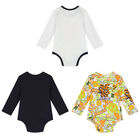 بودى سوت أولاد بالشعار باللون الابيض والكحلى (3 قطع), 1, hi-res