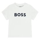 Younger Boys White Logo T-Shirt, 2, hi-res