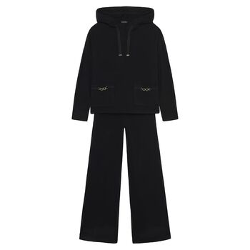 Girls Black Wide Leg Trouser Set