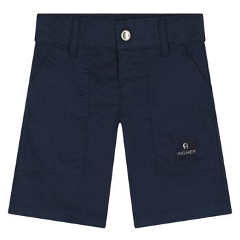 Younger Boys Navy Blue Logo Shorts