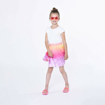 Girls Pink Ombre Pleated Skirt