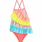 Girls Multicolored Frilled Swimsuit, 1, hi-res