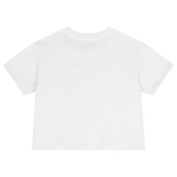 Girls White Logo Sequin T-Shirt