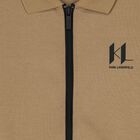 Boys Beige Logo Zip Up Top, 1, hi-res