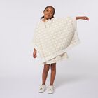 عباءة بنات منسوجة بالشعار باللون العاجي والذهبي , 1, hi-res