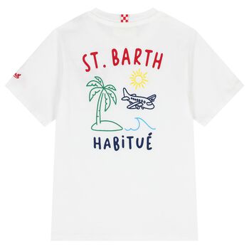 تيشيرت بالشعار باللون الأبسض للأولاد