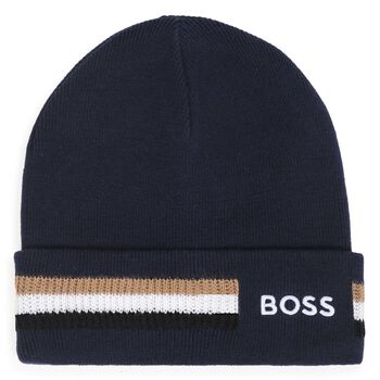Boys Black Logo Beanie Hat