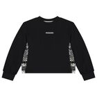 Girls Black Logo Sweatshirt, 1, hi-res