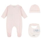 Baby Girls Pink Logo Babygrow Set, 4, hi-res