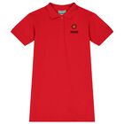 Girls Red Logo Polo Dress, 2, hi-res
