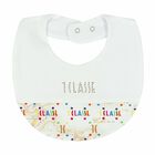 White & Beige Geo Map Baby Bib, 1, hi-res