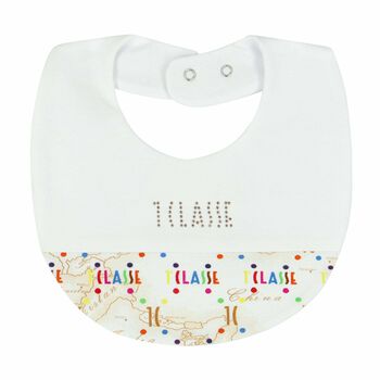 White & Beige Geo Map Baby Bib