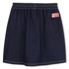 Girls Navy Blue Denim Logo Skirt, 1, hi-res