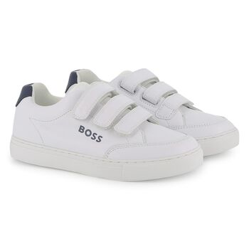 Boys White Logo Trainers