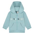 Younger Boys Blue Logo Hooded Zip Up Top, 1, hi-res