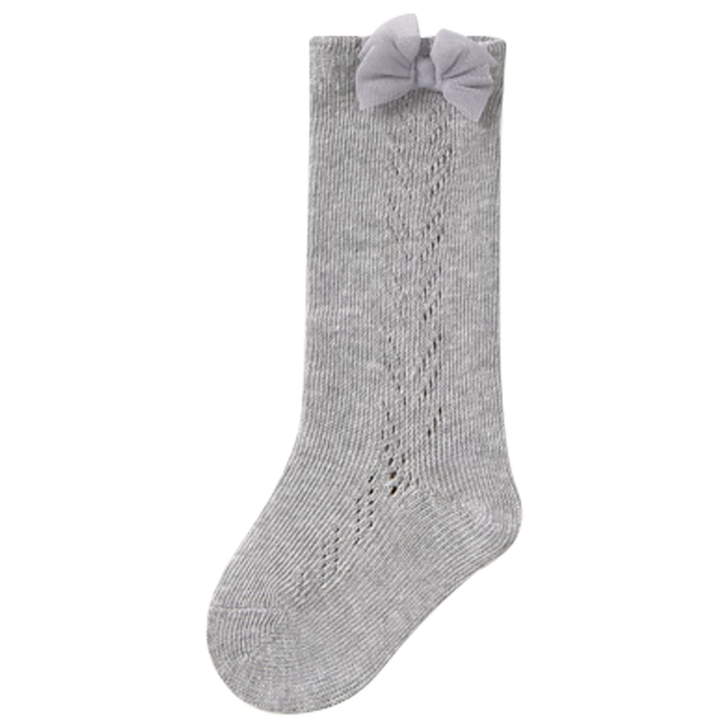 Younger Grey Knitted Bow Socks, 2, hi-res image number null