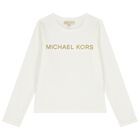 جاكيت باللون الأبيض بأكمام طويلة بشعار للبنات, 2, hi-res