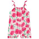 Girls Ivory & Red Strawberry Playsuit, 1, hi-res
