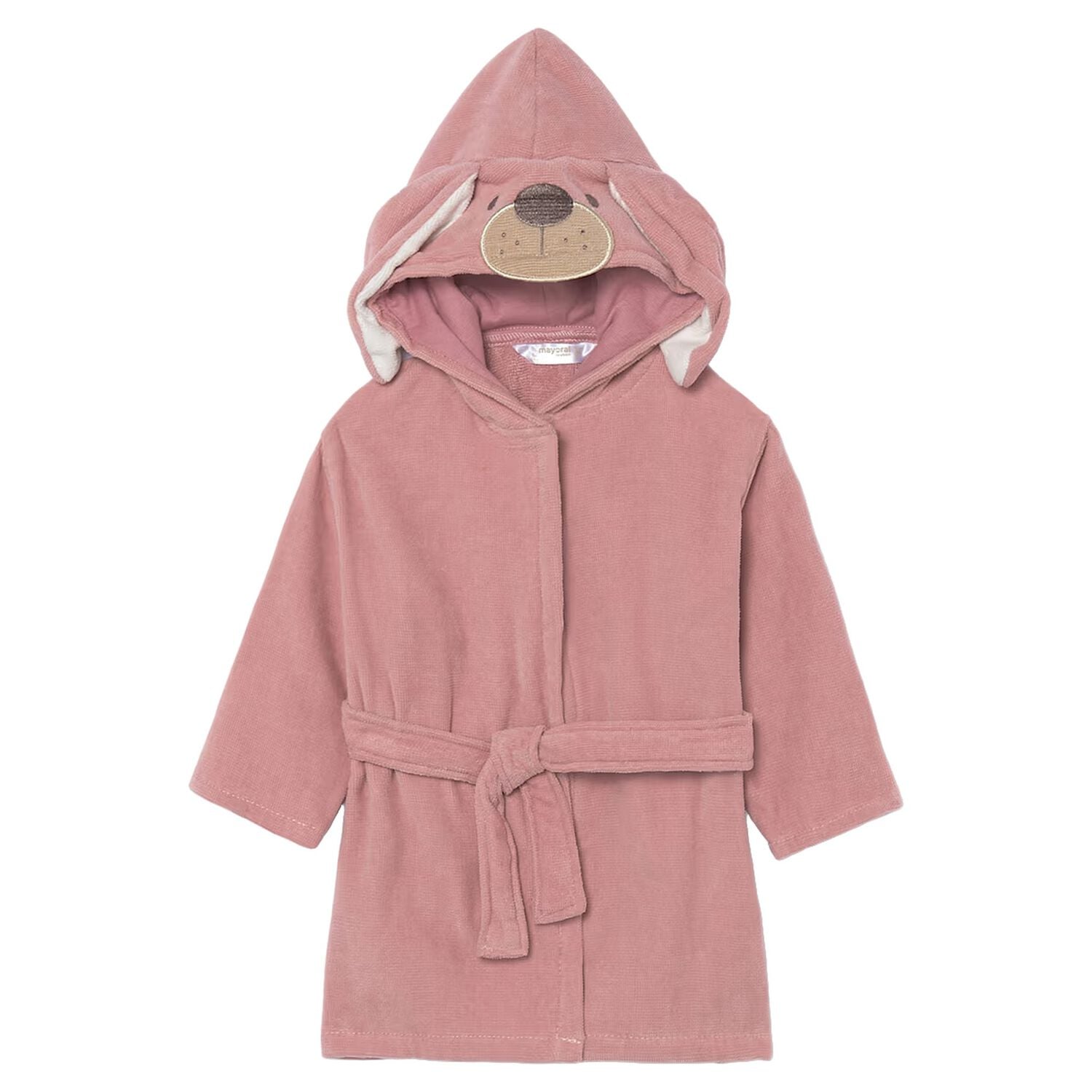 Baby Girls Pink Puppy Hooded Robe, 3, hi-res