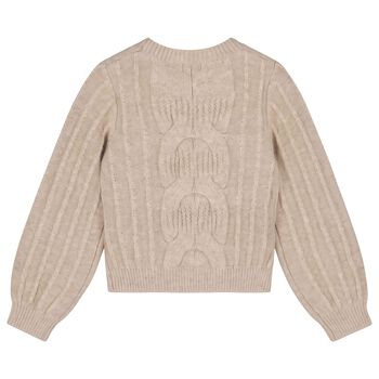Girls Beige Cable Knit Jumper