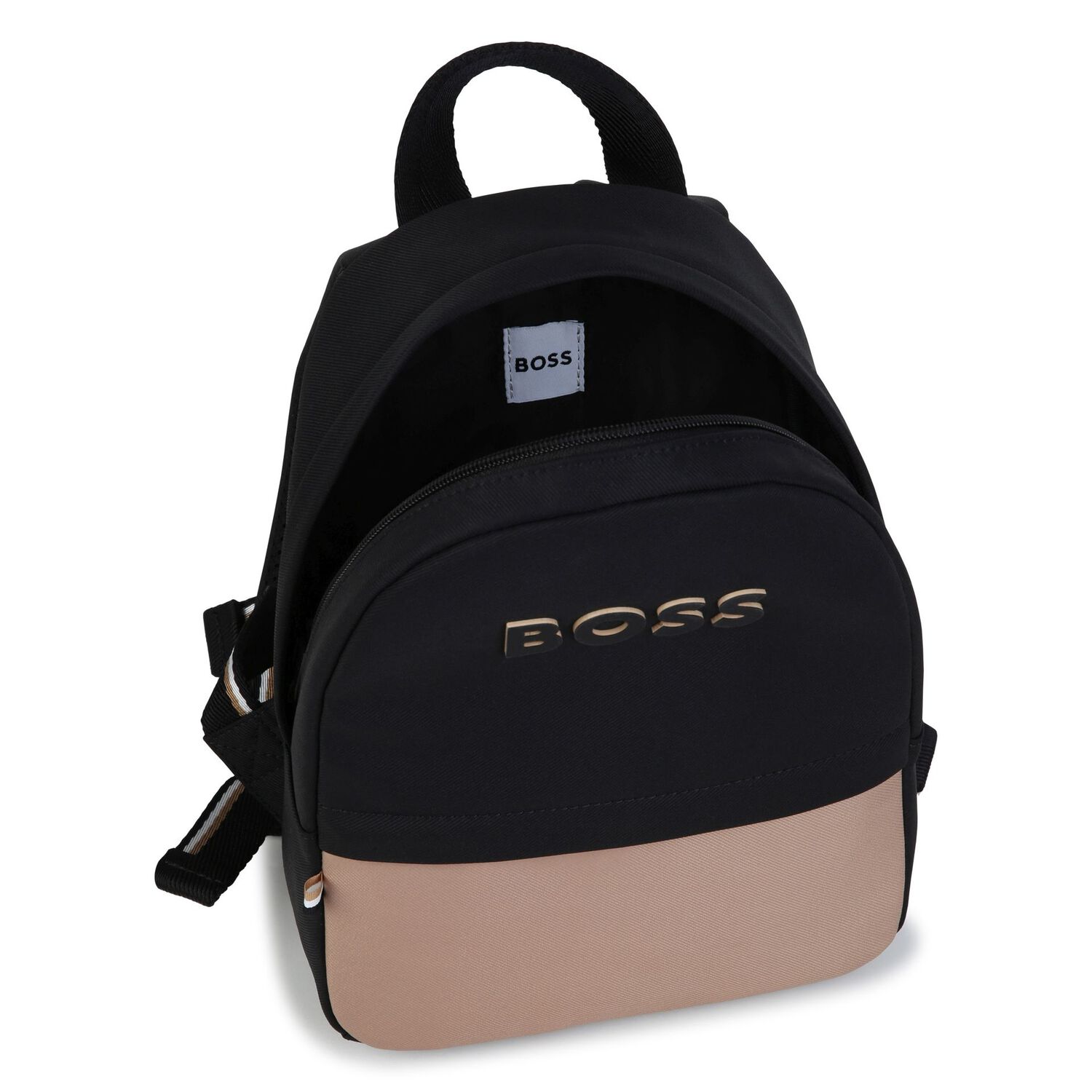 Younger Boys Black & Beige Logo Backpack ( 27CM ), 1, hi-res