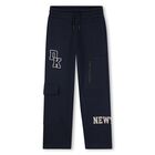 Boys Navy Blue Logo Cargo Trousers, 2, hi-res