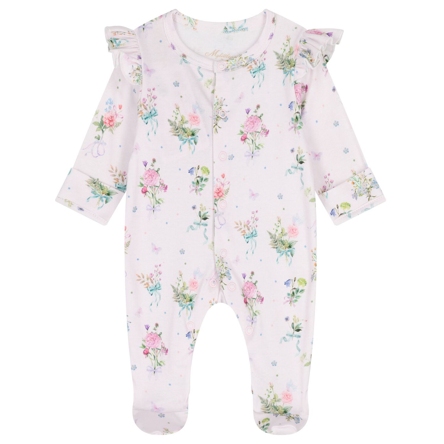 Baby Girls Pink Floral Babygrow Set, 1, hi-res