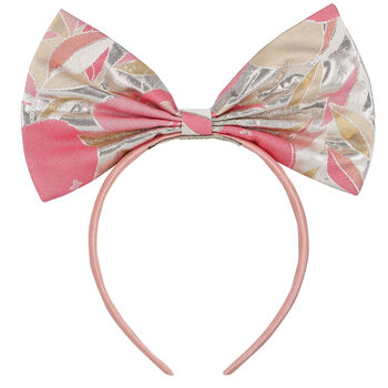 Girls Pink & Silver Bow Headband