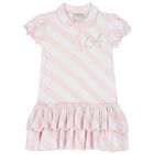 Girls Pink & White Logo Dress, 1, hi-res