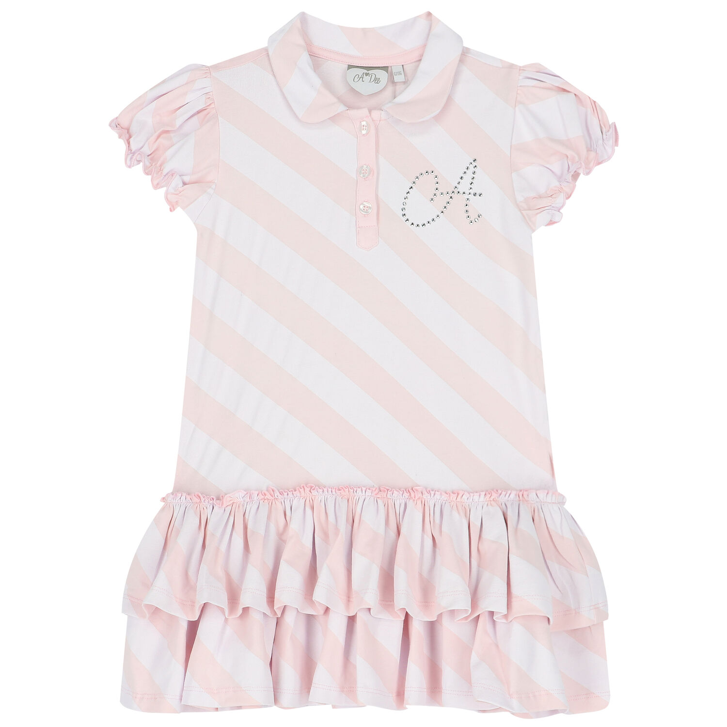 Girls Pink & White Logo Dress, 1, hi-res