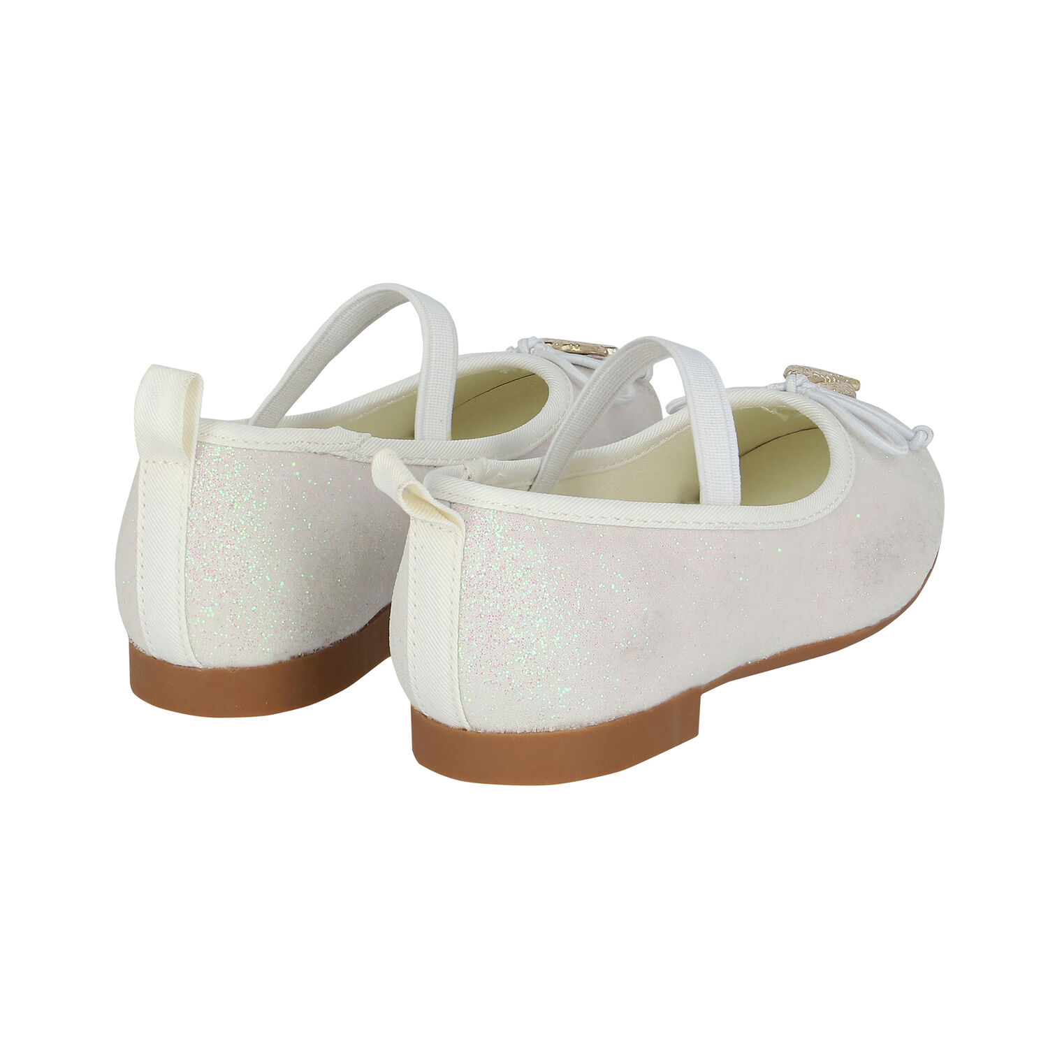 Younger Girls White Glitter Shoes, 3, hi-res image number null