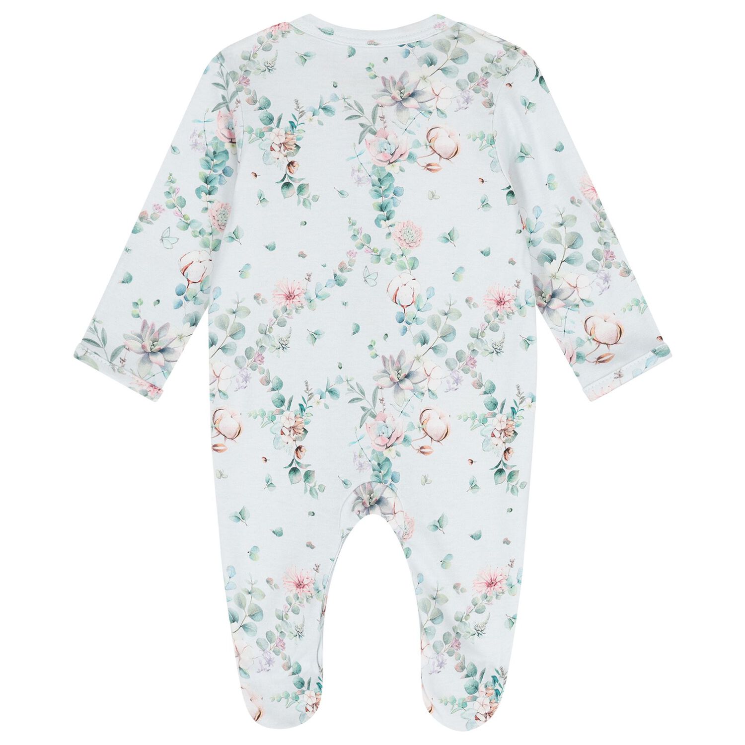 Baby Girls Mint Floral Babygrow Set, 1, hi-res