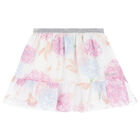 Girls White & Pink Floral Skirt Set, 1, hi-res