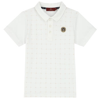Boys White Logo Polo Shirt