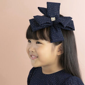 Girls Navy Blue & Gold Headband