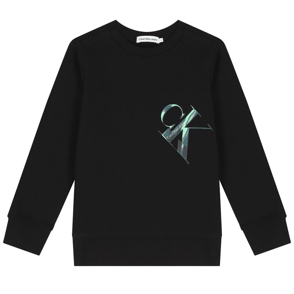 Calvin klein logo sweatshirt black deals