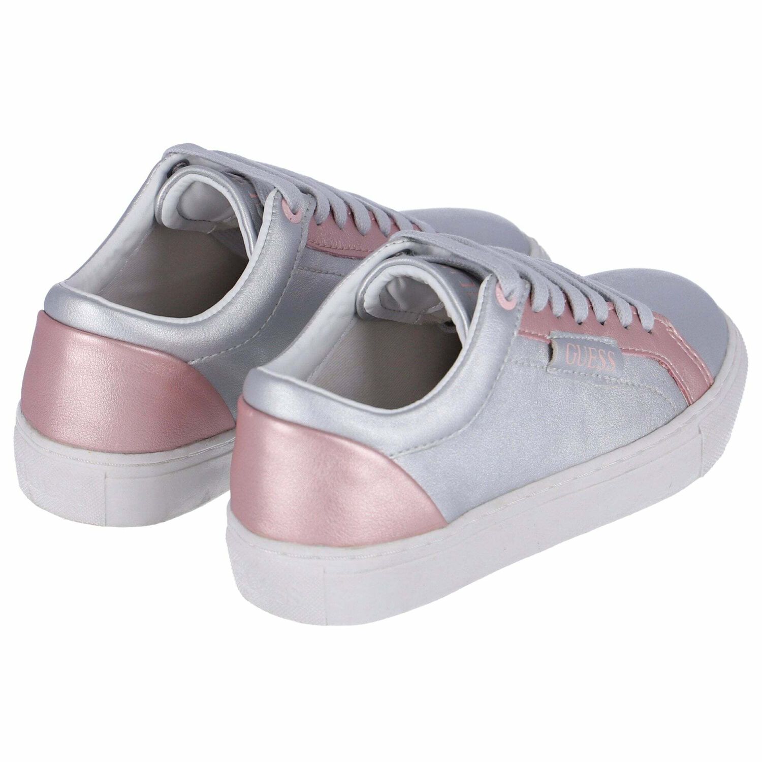 Girls Silver & Pink Trainers, 1, hi-res image number null