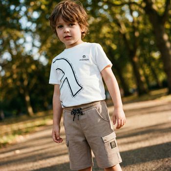 Boys Beige Logo Shorts