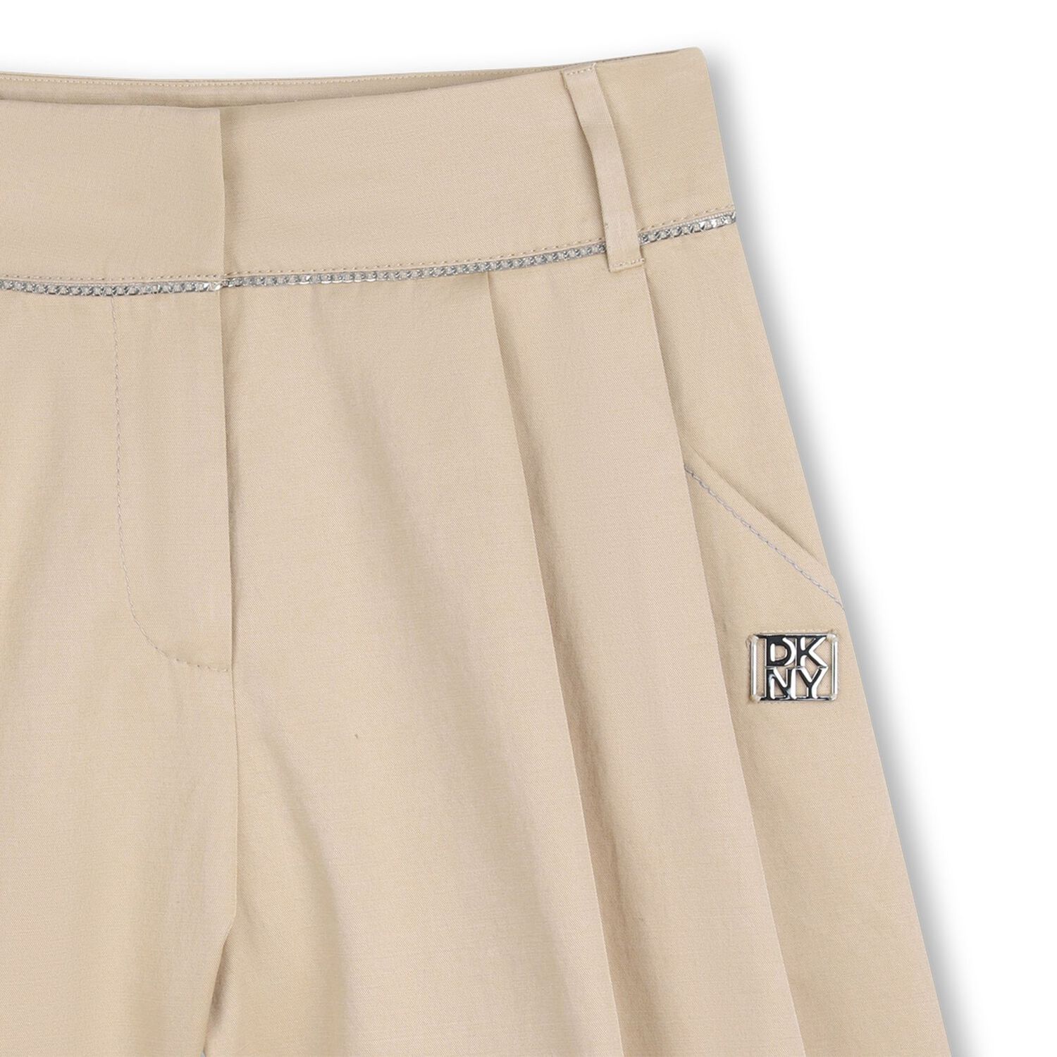 Girls Beige Logo Shorts, 1, hi-res