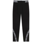 Girls Black Logo Leggings, 1, hi-res