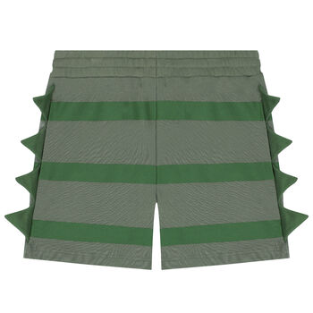 Boys Green Striped Shorts