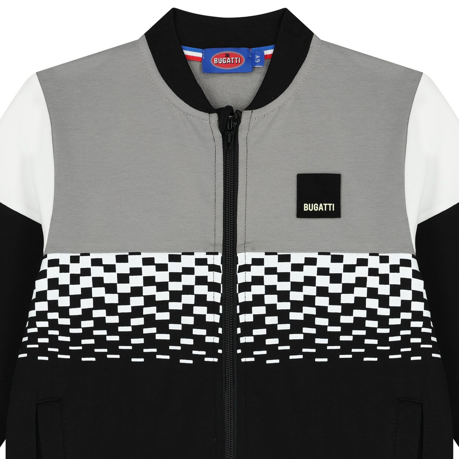 توب أولاد هودي بسحاب بالشعار باللون الأسود والرمادي, 1, hi-res