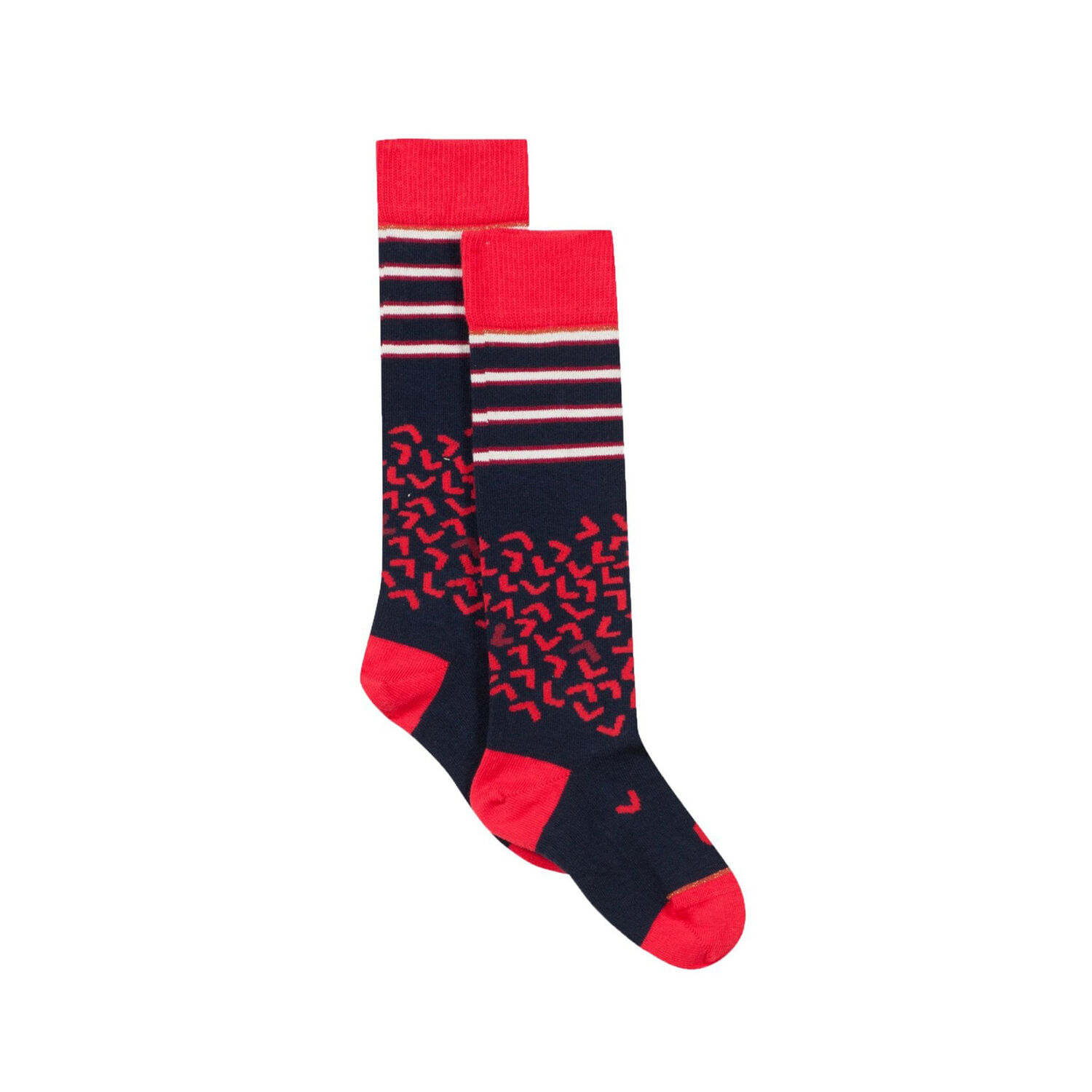 Girls Red & Navy Printed Socks, 1, hi-res
