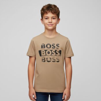 Boys Beige Logo T-Shirt