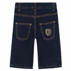 Boys Blue Denim Logo Shorts, 1, hi-res