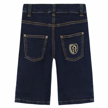 Boys Blue Denim Logo Shorts